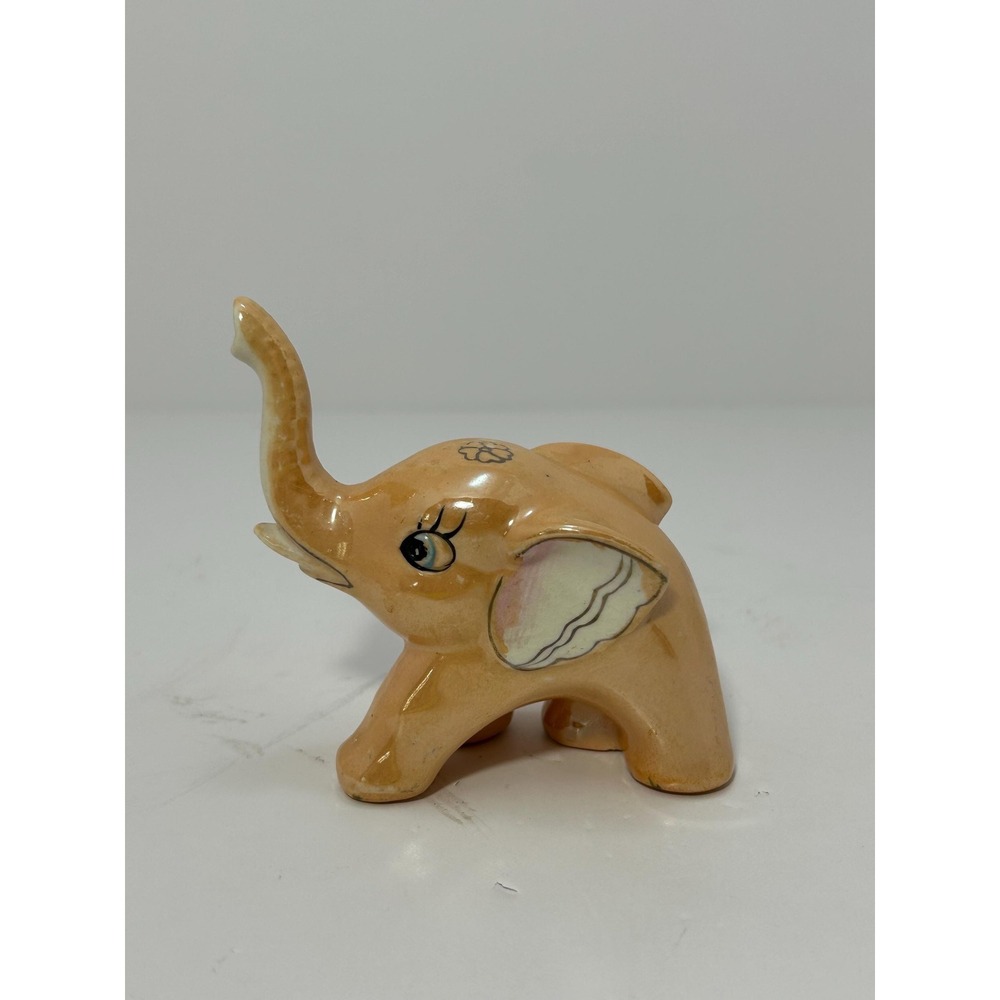 Vintage‎ peach lusterware ceramic elephant figurine
